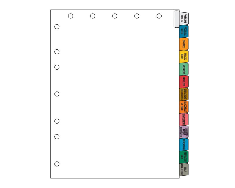Filepro® Chart Divider Side Tab Position #1-13 1/13 Cut 13 Titles | Universal Set | Mylar Reinforced Tab White 100# White 8-1/2"x11" - 23 per Box | CD13