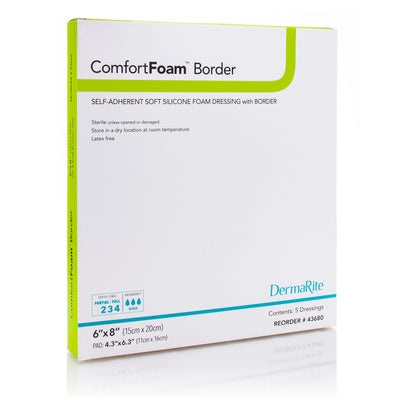 ComfortFoam Border Sacral Bordered Foam Wound Dressing With Soft Silicone Adhesive (Size 7.2" x 7.2")
