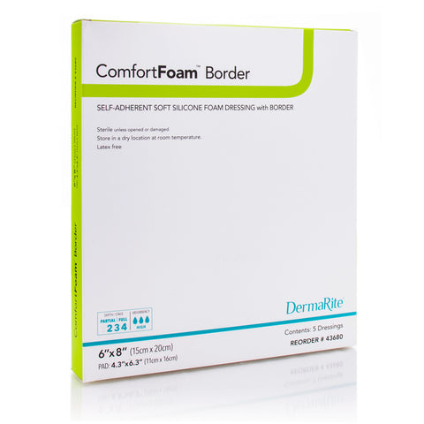 ComfortFoam Border Sacral Bordered Foam Wound Dressing With Soft Silicone Adhesive (Size 7.2" x 7.2")