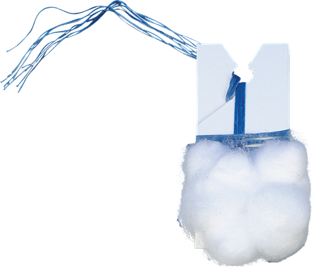 DEROYAL DOUBLE-STRUNG COTTON BALLS (PACKAGING - 5/PACK, 50 PACKS PER CASE)