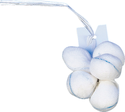 DEROYAL SINGLE-STRUNG TONSIL SPONGES (PACKAGING - 5/PACK, 100 PACKS PER CASE)