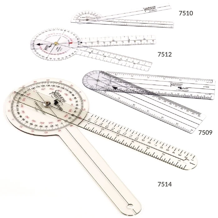 Jamar Economy Transparent Plastic Goniometers (8" Goniometer 0-90 Degrees and 0-180 Degrees)