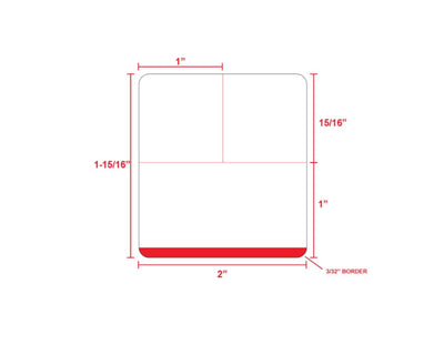 PDC Direct Thermal Label, Epic Compatible, Paper, 2" x 1-15/16", White with Red Border, 3" Core, 2700 per roll, 6 roll per box | EPCDT-BKR-22