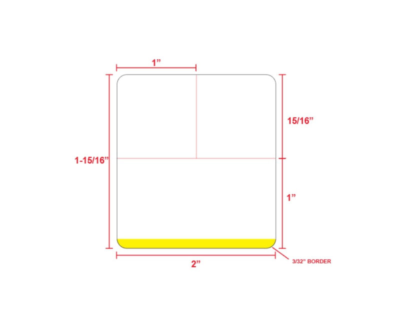 PDC Direct Thermal Label, Epic Compatible, Paper, 2" x 1-15/16", Yellow Stripe, 3" Core, 2700 per roll, 6 rolls per box | EPCDT-BKR-WY