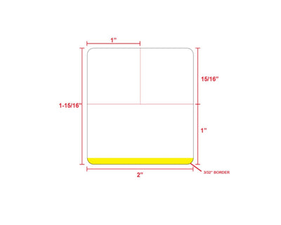 PDC Direct Thermal Label, Epic Compatible, Paper, 2" x 1-15/16", Yellow Stripe, 1" Core, 1480 per roll, 12 rolls per box | EPCDT-BKR-YB