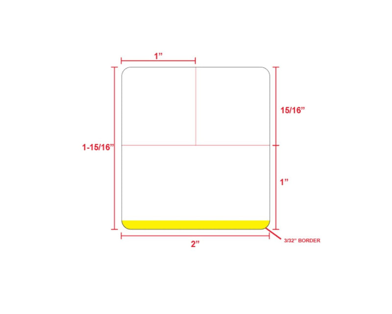 PDC Direct Thermal Label, Epic Compatible, Paper, 2" x 1-15/16", Yellow Stripe, 1" Core, 1480 per roll, 12 rolls per box | EPCDT-BKR-YB
