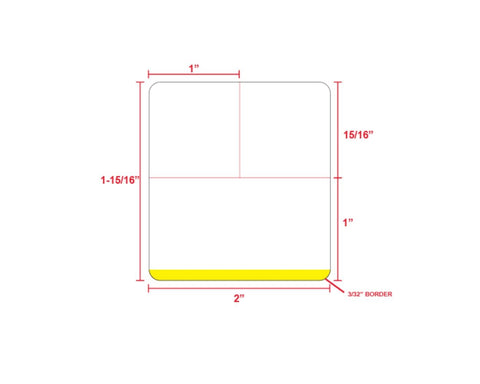 PDC Direct Thermal Label, Epic Compatible, Paper, 2" x 1-15/16", Yellow Stripe, 1" Core, 1480 per roll, 12 rolls per box | EPCDT-BKR-YB