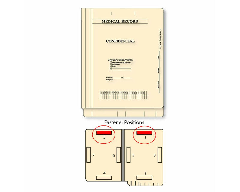 Filepro® End Tab Folder Fastener # 1&3 14pt Manila Printed Flush Front 12-1/4"x9-1/2" 2ply 250 per Case | ETF29B