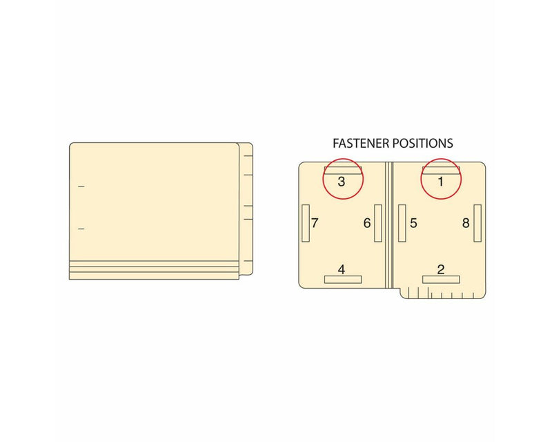 Filepro® End Tab Folder Fastener # 1&3 11pt Manila Flush Front 12-1/4"x9-1/2" 2ply 250 per Case | ETF4B