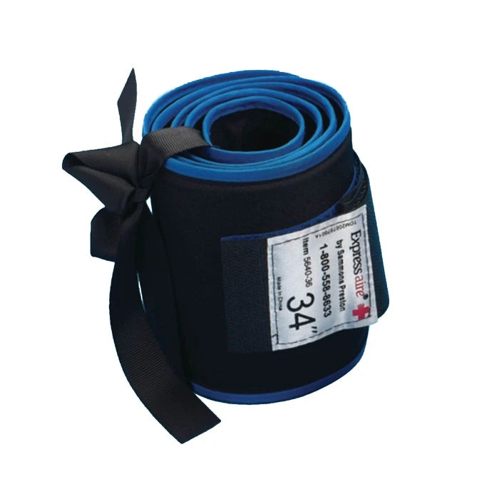 ExpressAir Reusable Luer Lock Tourniquet Cuffs 1-Fill Line Blue Long Leg Cuff 34" L x 4" W