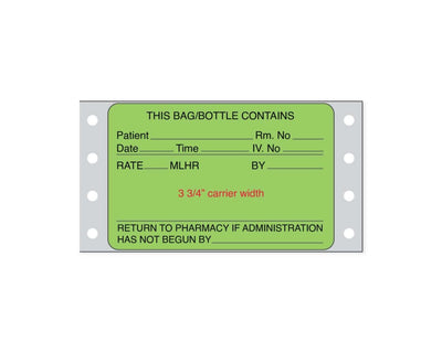 PDC Label Dot Matrix Paper Permanent This Bag/bottle 3"x1.9375 Fl. Green 2500 per Case | HPFGP01
