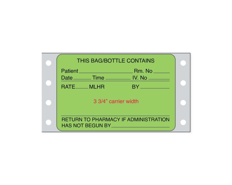 PDC Label Dot Matrix Paper Permanent This Bag/bottle 3"x1.9375 Fl. Green 2500 per Case | HPFGP01