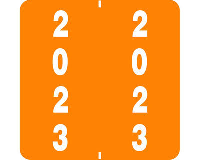 Ames® Compatible Color Code Label Year "2023", 1-7/8" x 1-7/8", Orange, Mylar, 1000 Per Roll | LLV-23