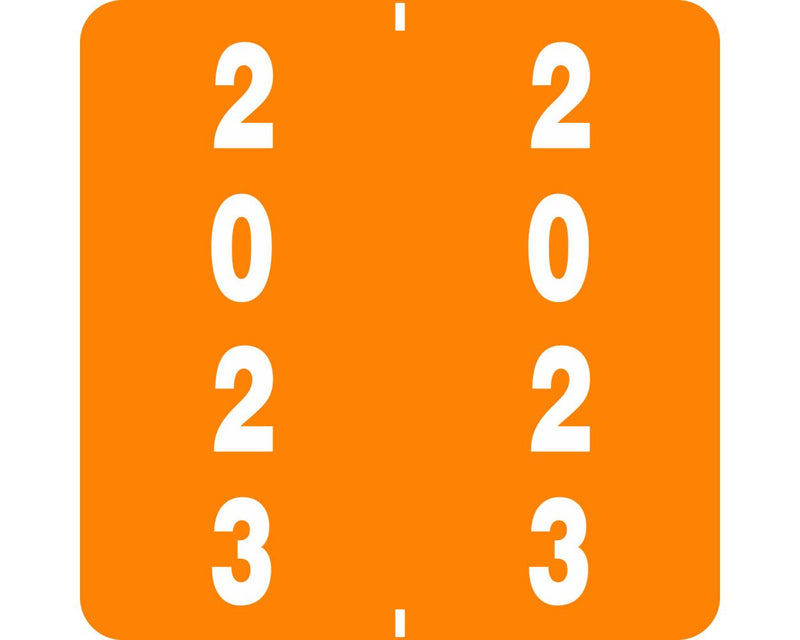 Ames® Compatible Color Code Label Year "2023", 1-7/8" x 1-7/8", Orange, Mylar, 1000 Per Roll | LLV-23