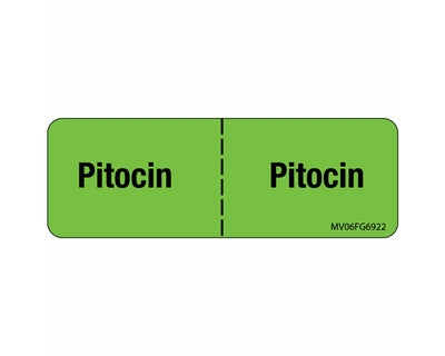 Label Paper Removable Pitocin: Pitocin, 1" Core, 2 15/16" x 1", Fl. Green, 333 per Roll
