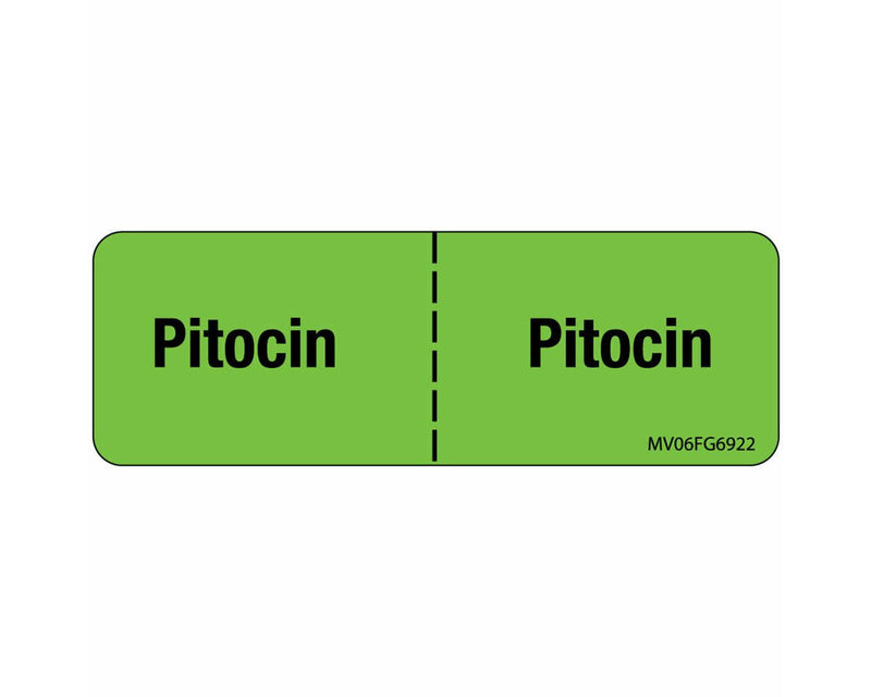 Label Paper Removable Pitocin: Pitocin, 1" Core, 2 15/16" x 1", Fl. Green, 333 per Roll