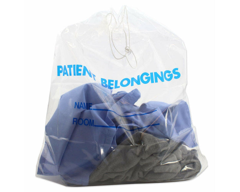 Patient Belongings Bag Drawstring Clear Plastic 20" x 20" x 4", 250 per Case | PBD08