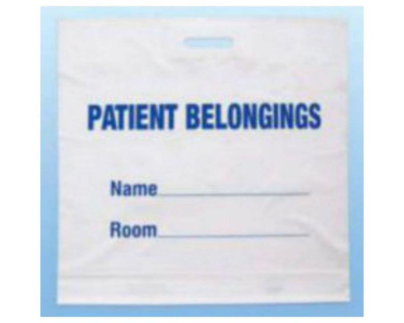 Patient Belongings Bag Punch Out Handle White Biodegradable 20" X 20" X 4", 250 per Case | PBH02