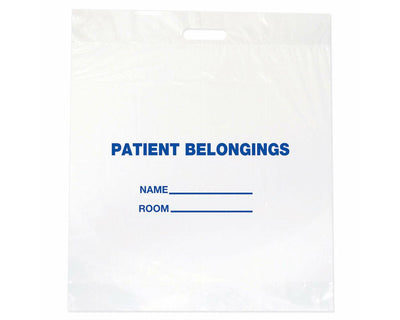 Patient Belongings Bag Punch Out Handle Clear Plastic 20" X 23" X 4", 500 per Case | PBP01