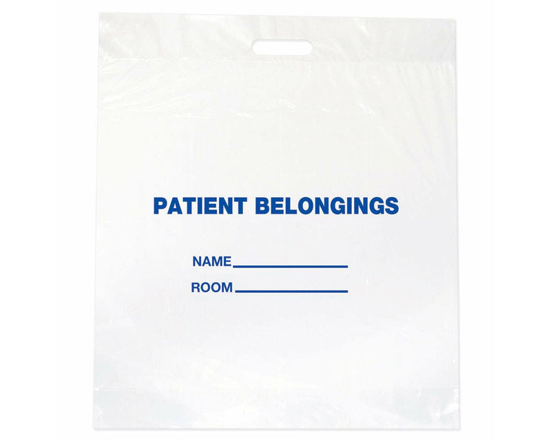 Patient Belongings Bag Punch Out Handle Clear Plastic 20" X 23" X 4", 500 per Case | PBP01