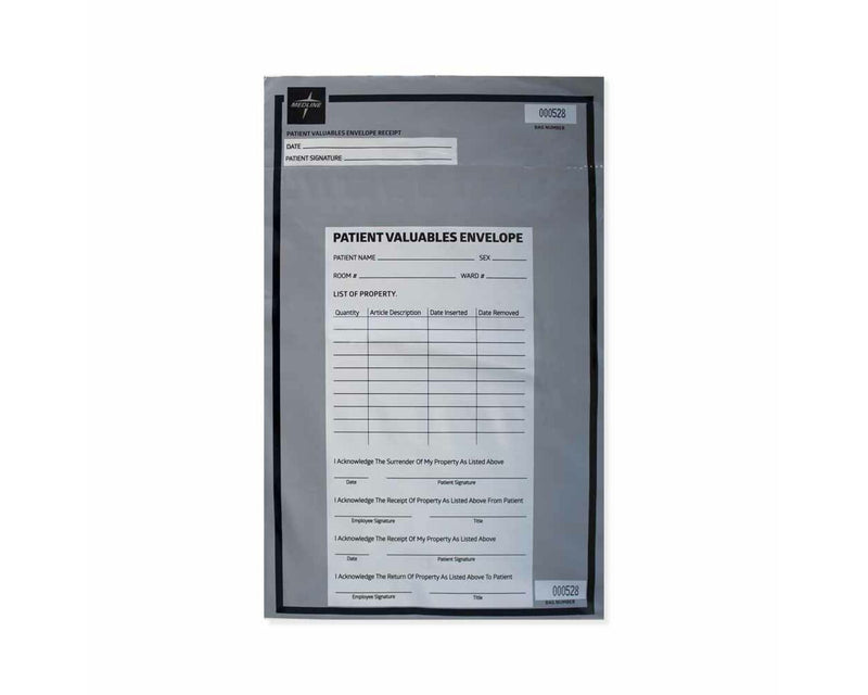 Patient Valuables Envelope 9-1/4" x 14-1/2" Gray Opaque 2.8 Mil, 1000 per Case | PVE02