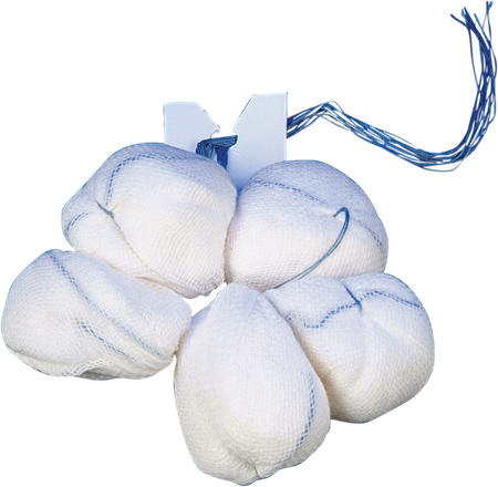 DEROYAL ROUND ADENOID SPONGE STANDARD 1½” (PACKAGING - 5/PACK, 50 PACKS PER CASE)