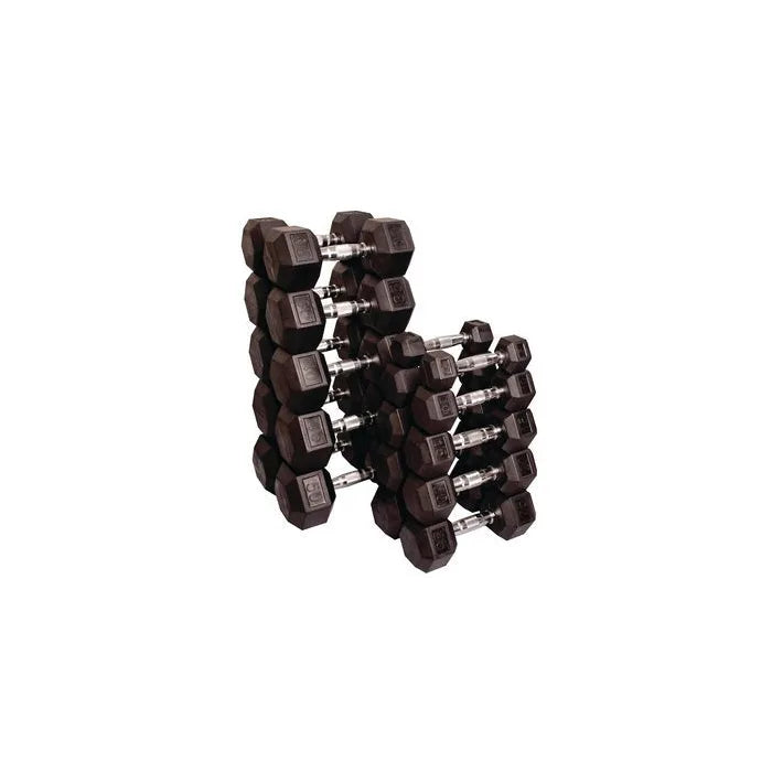 Individual Rubber Hex Dumbbells with Chrome Handle (Packaging - Each)