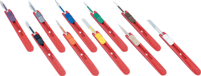 DEROYAL DISPOSABLE SAFETY SCALPELS WITH RETRACTABLE BLADES (PACKAGING - CASE OF 50)