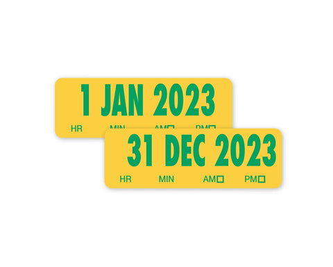 2023 Spee-D-Date™ Label January-December, Yellow, 300 per Roll, 365 Rolls per Set | SDD0123000300