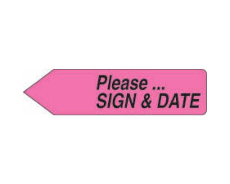 Spee-D-Point™ Flags & Tags "Please...Sign & Date" Hot Pink Removable 9/16" x 2-1/4", 150 per Pack | SDP-36