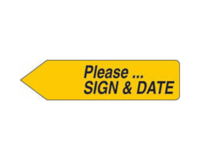 Spee-D-Point™ Flags & Tags "Please...Sign & Date" Yellow Removable 9/16" x 2-1/4", 150 per Pack | SDP-38
