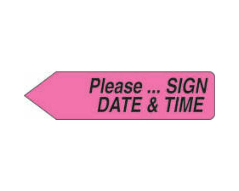 Spee-D-Point™ Flags & Tags "Please...Sign, Date & Time" Hot Pink Removable 9/16" x 2-1/4", 150 per Pack | SDP-40