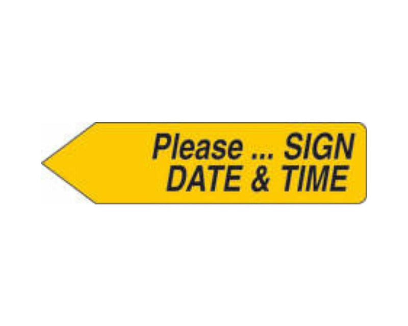 Spee-D-Point™ Flags & Tags "Please...Sign, Date & Time" Yellow Removable 9/16" x 2-1/4", 150 per Pack | SDP-42
