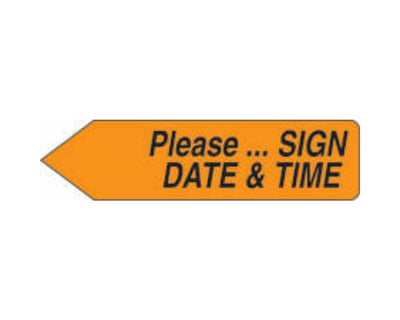 Spee-D-Point™ Flags & Tags "Please...Sign, Date & Time" Orange Removable 9/16" x 2-1/4", 150 per Pack |  SDP-47
