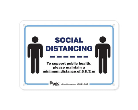 PDC Sign "Social Distancing" 7" x 10" Blue |  SGN-1-BLUE