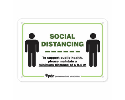PDC Sign "Social Distancing" 7" x 10" Green | SGN-1-GRN