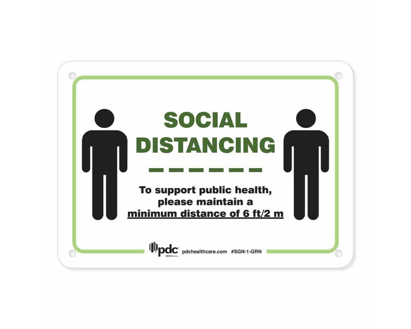 PDC Sign "Social Distancing" 7" x 10" Green | SGN-1-GRN