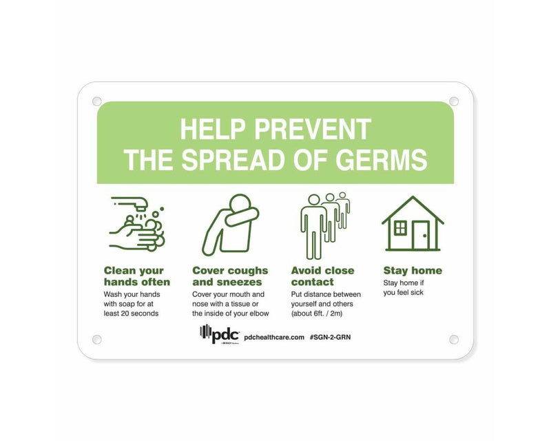 Sign "Help Prevent the Spread of Germs" 7" x 10" Green | SGN-2-GRN