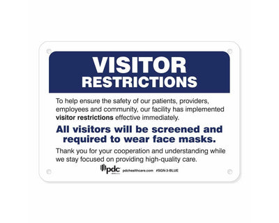 PDC Sign "Visitor Restrictions" 7" x 10" Blue | SGN-3-BLUE