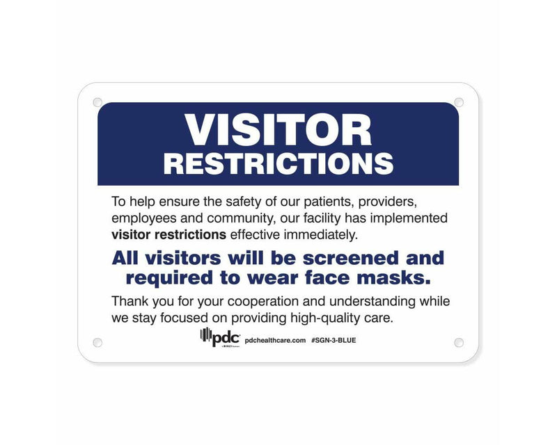 PDC Sign "Visitor Restrictions" 7" x 10" Blue | SGN-3-BLUE