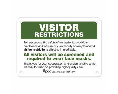 PDC Sign "Visitor Restrictions" 7" x 10" Green |  SGN-3-GRN