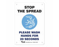 Sign "Stop the Spread Please Wash Hands" 10" x 7" Blue | SGN-4-BLUE