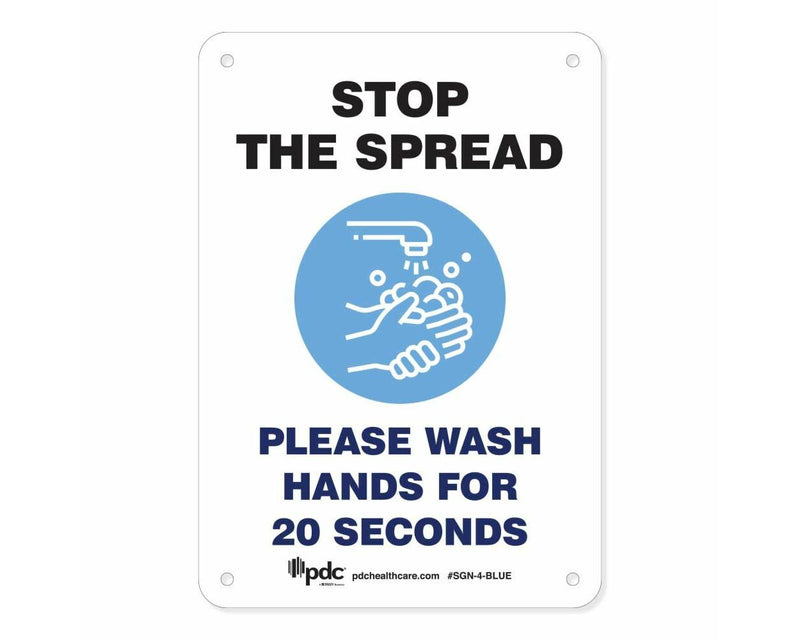 Sign "Stop the Spread Please Wash Hands" 10" x 7" Blue | SGN-4-BLUE