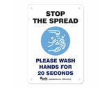 Sign "Stop the Spread Please Wash Hands" 10" x 7" Blue | SGN-4-BLUE