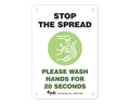 PDC Sign "Stop the Spread Please Wash Hands" 10" x 7" Green |  SGN-4-GRN