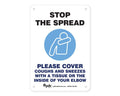 PDC Sign "Stop the Spread Please Cover Coughs and Sneezes" 10" x 7" Blue | SGN-5-BLUE