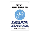 PDC Sign "Stop the Spread Please Cover Coughs and Sneezes" 10" x 7" Blue | SGN-5-BLUE