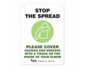 Sign "Stop the Spread Please Cover Coughs and Sneezes" 10" x 7" Green | SGN-5-GRN