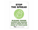Sign "Stop the Spread Please Cover Coughs and Sneezes" 10" x 7" Green | SGN-5-GRN