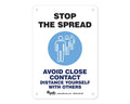 PDC Sign "Stop the Spread Avoid Close Contact 10" x 7" Blue | SGN-6-BLUE